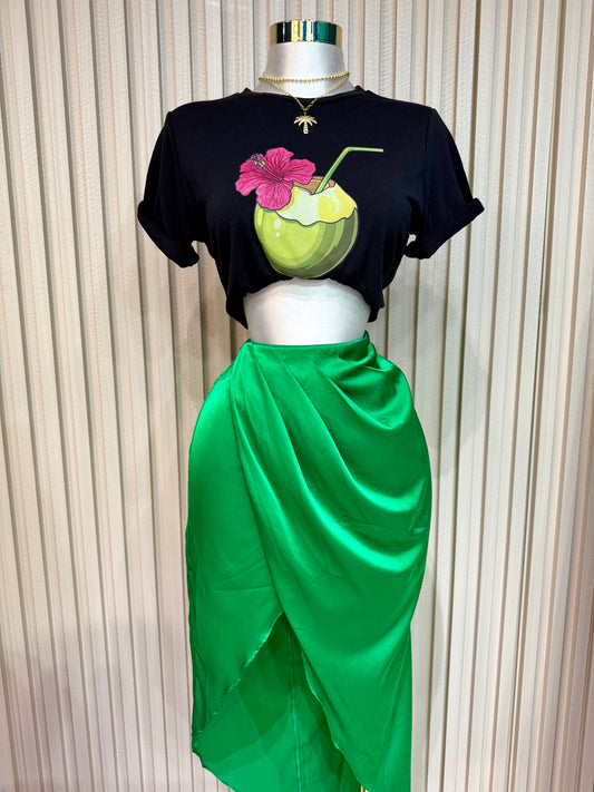 Green Satin Skirt