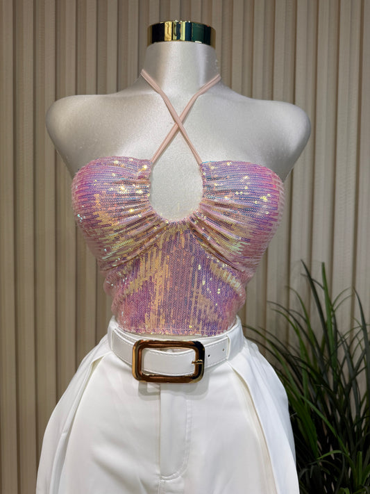 Pink Sequin Top
