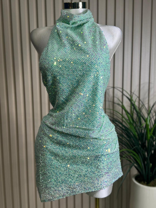 Sequin Aqua  Dress