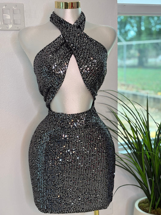 Silver and Black Dress