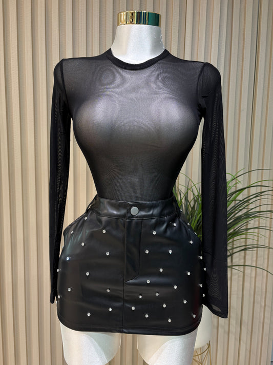 Black mini skirt