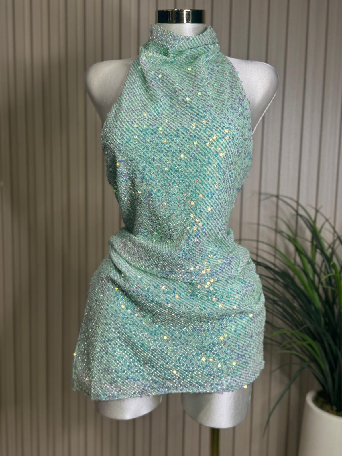 Sequin Aqua  Dress