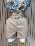 Cream Leather Short