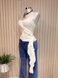Cream Asymmetrical Blouse