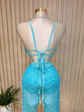 Blue Sequin Aqua Set