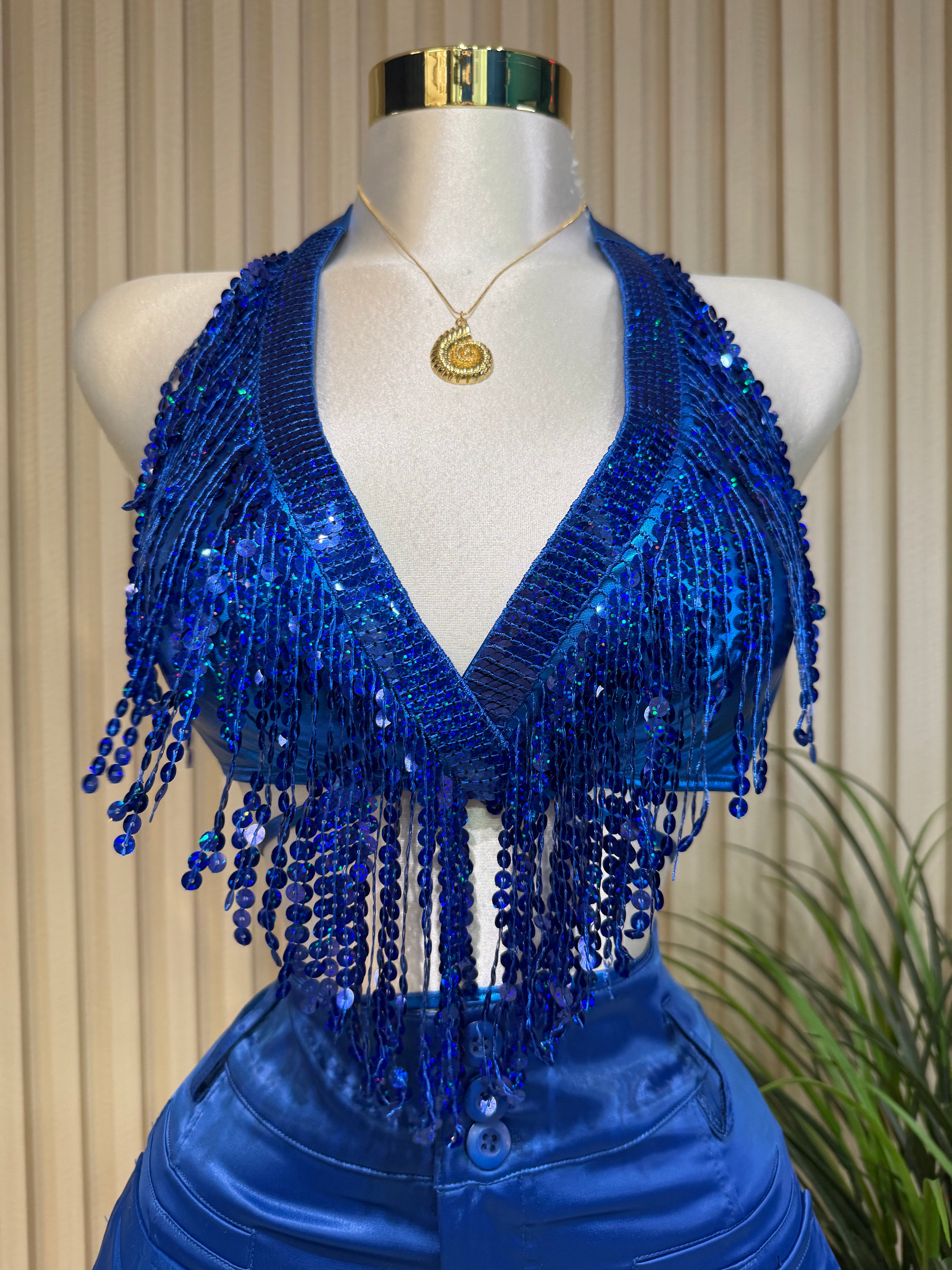 Sequin Royal Top