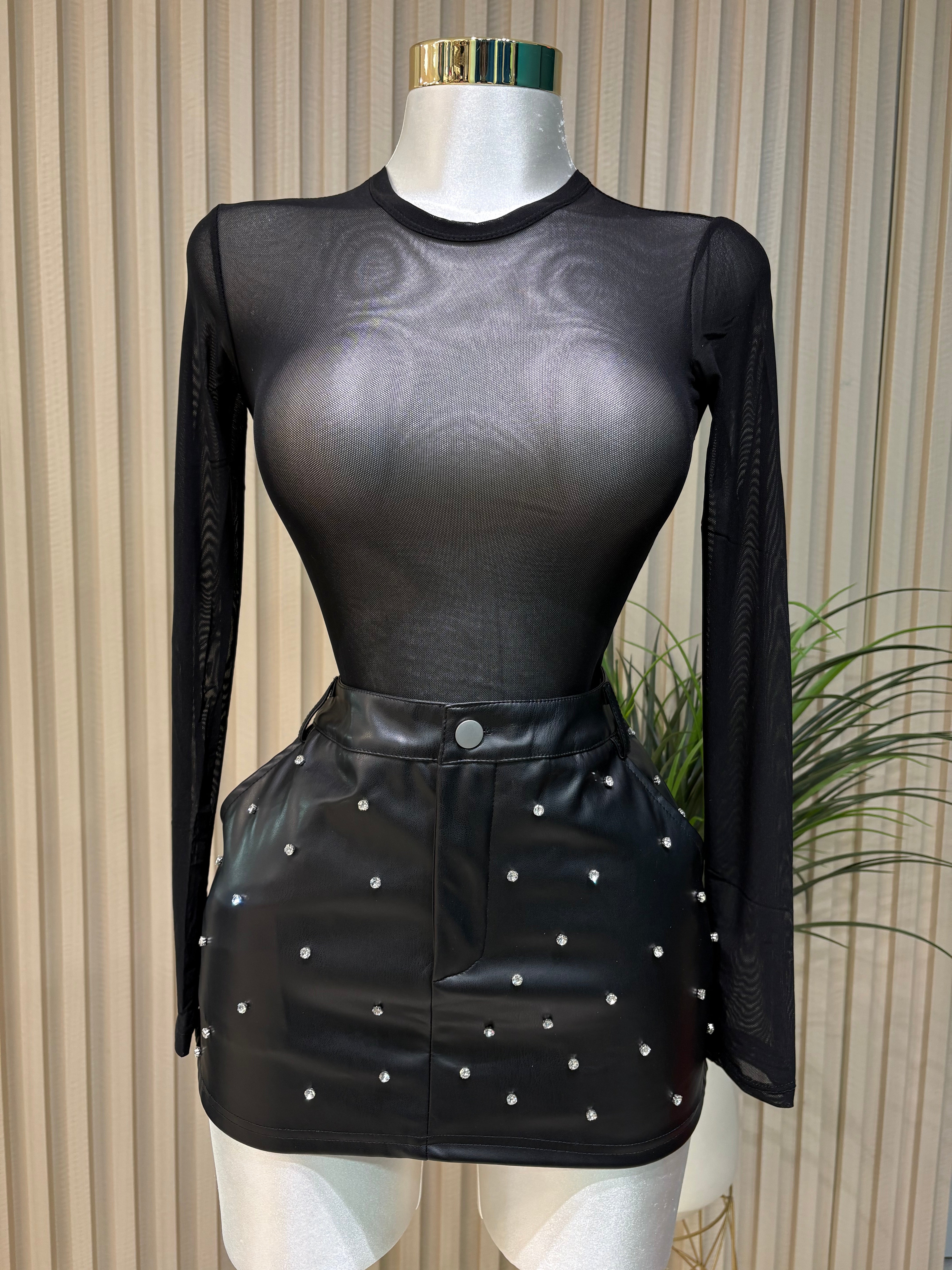 Black mini skirt